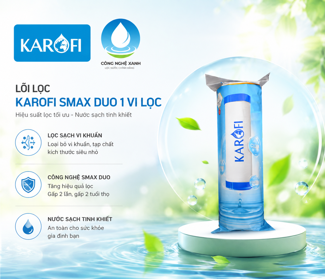 [CHÍNH HÃNG] Lõi Lọc Karofi Smax Duo 1 Vi Lọc