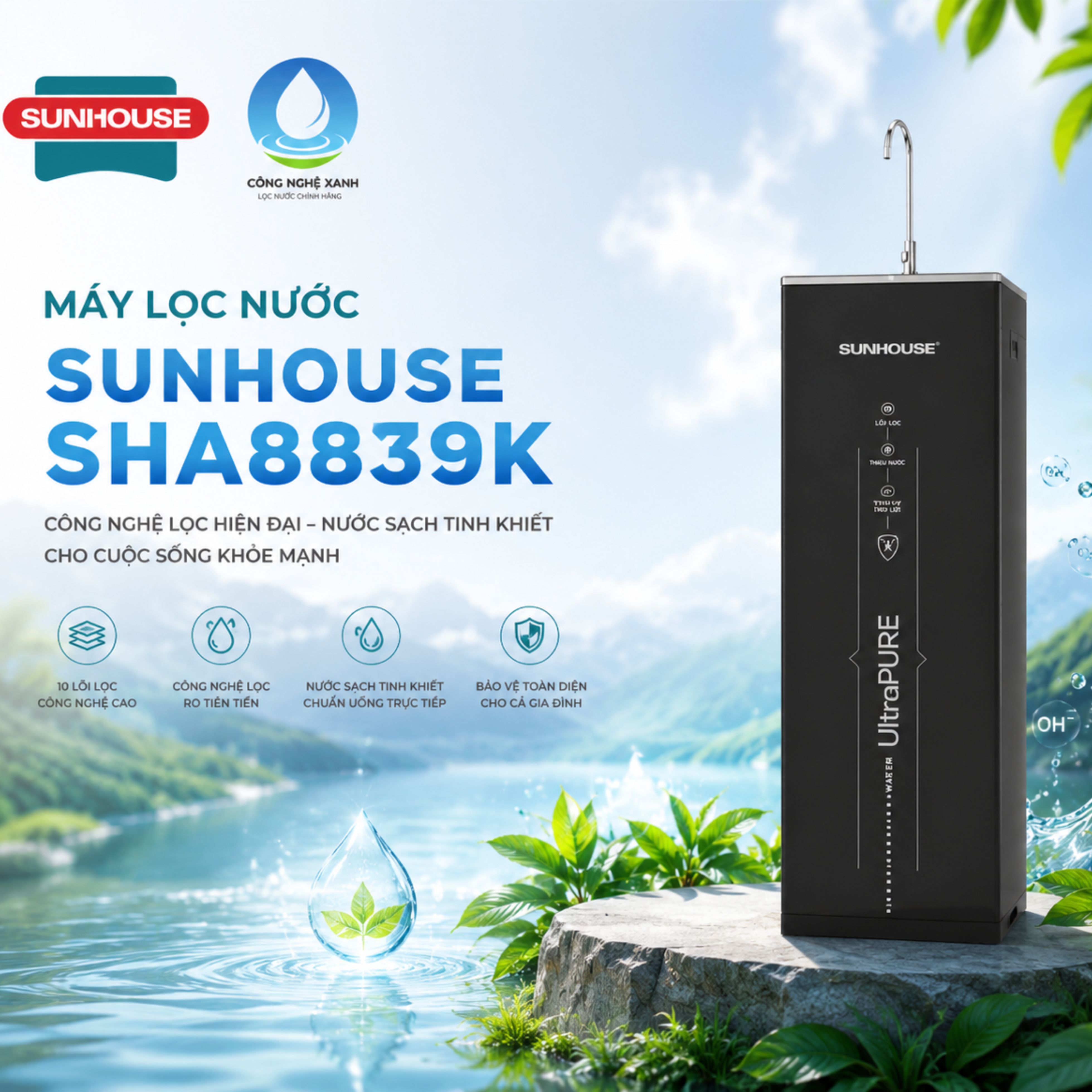 [CHÍNH HÃNG] Máy lọc nước Sunhouse SHA8839K