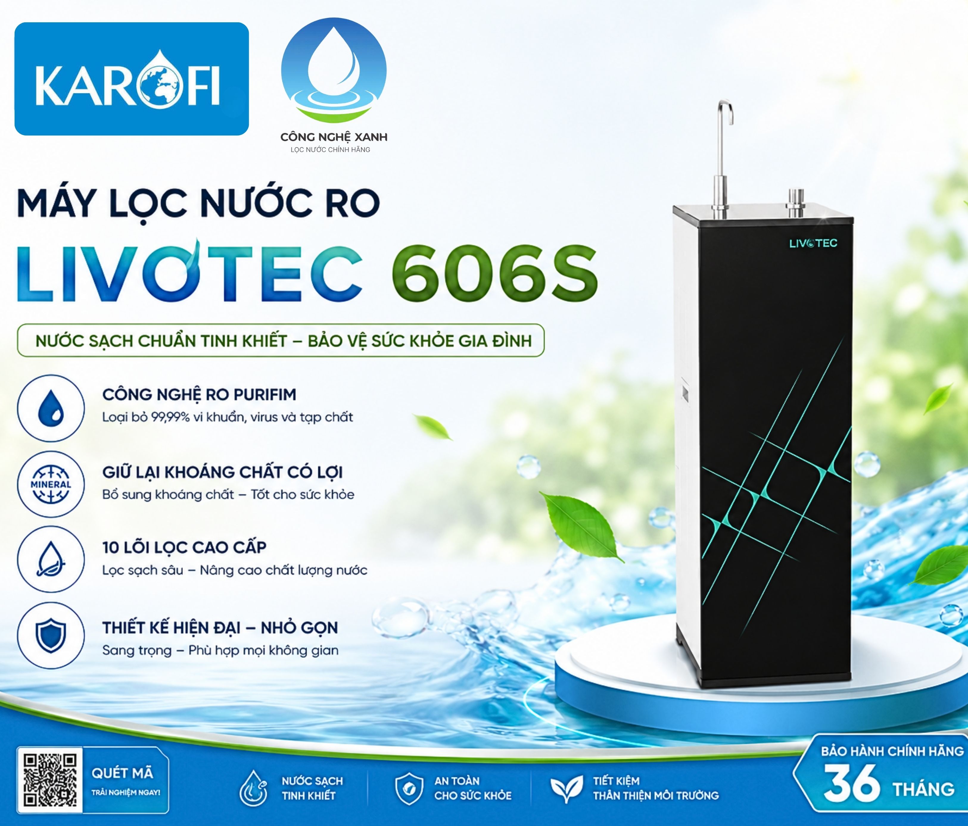 [CHÍNH HÃNG] Máy lọc nước RO Karofi Livotec 606S